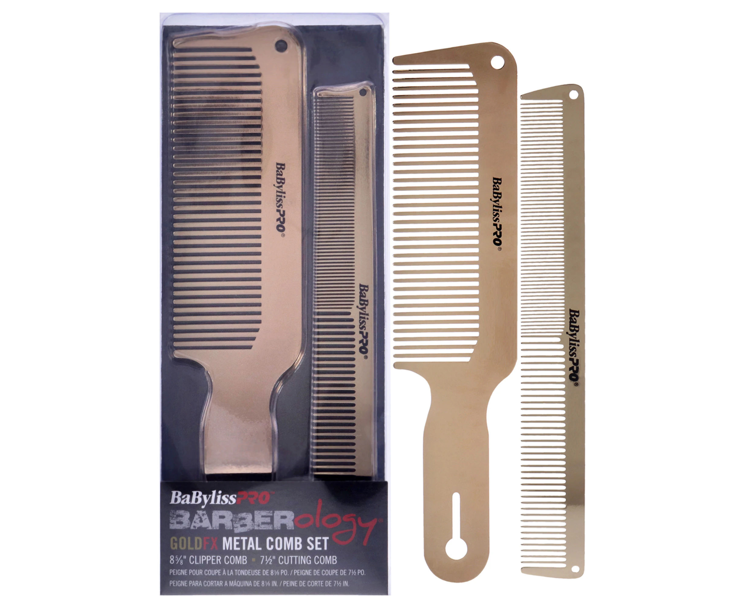 FX Metal Comb Set - BCOMBSET2G - Gold by BaBylissPRO for Unisex - 2 Pc Comb