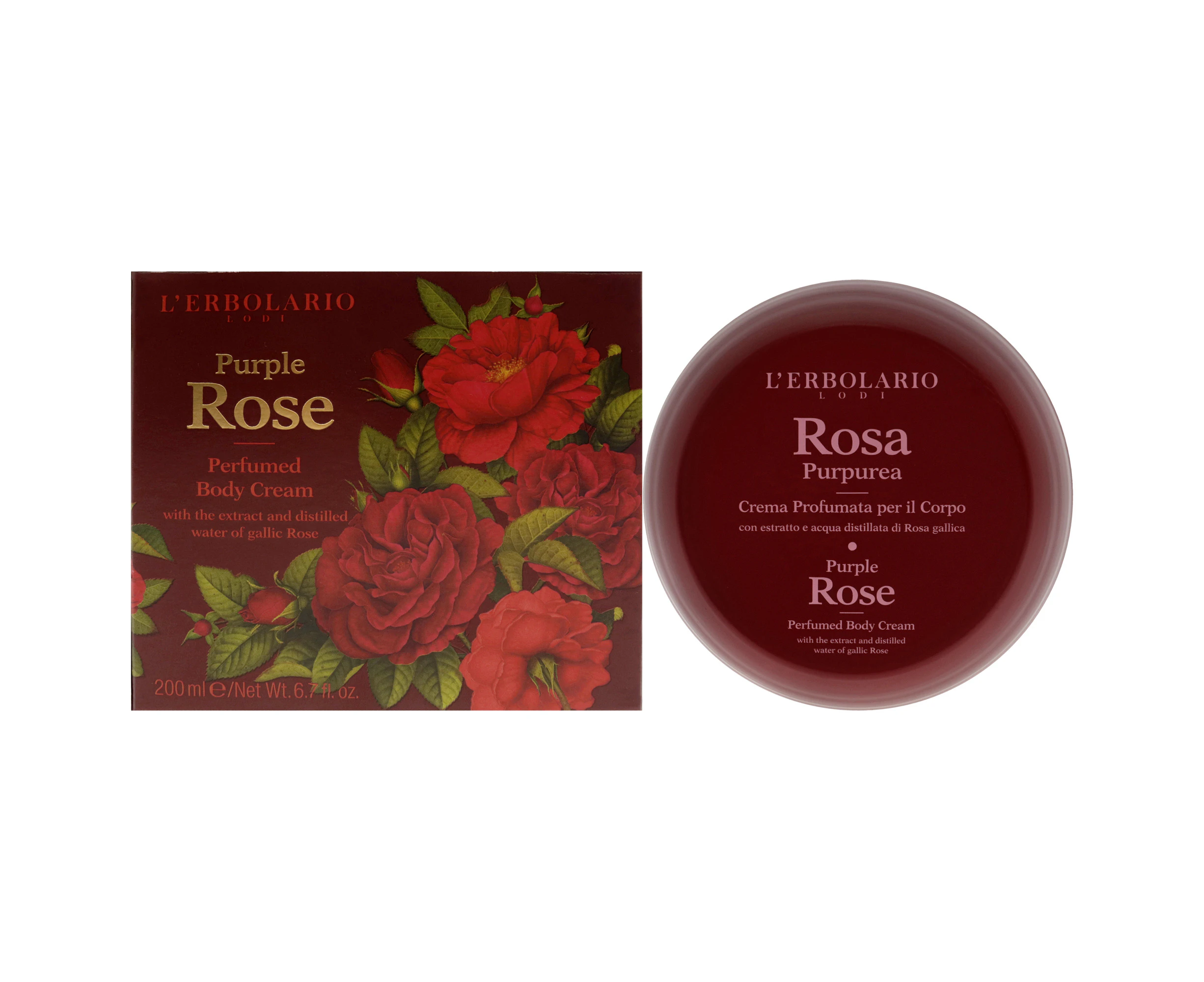 Purple Rose Perfume Body Cream by LErbolario for Women - 6.7 oz Cream