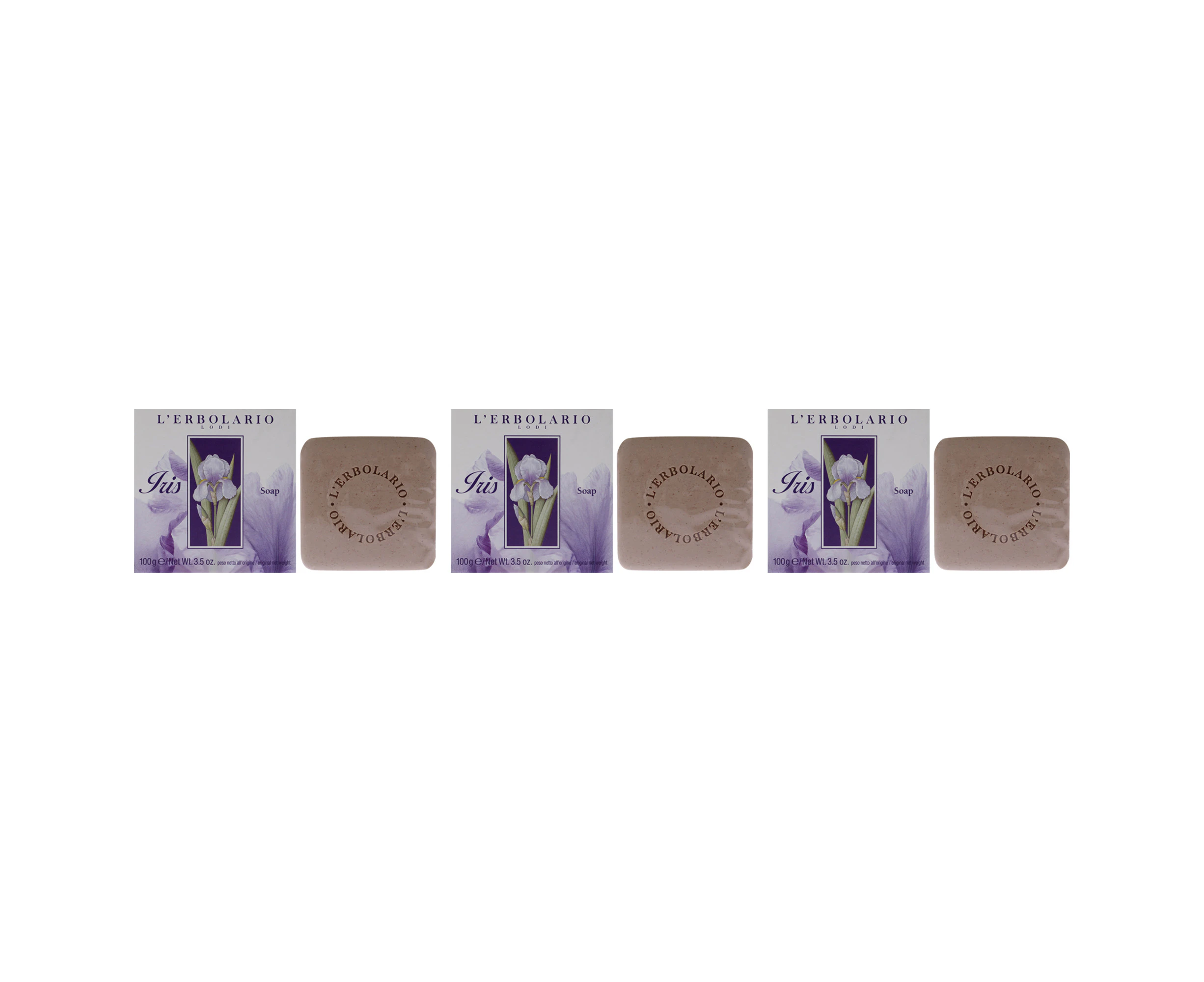 Iris Bar Soap by LErbolario for Unisex - 3.5 oz Soap - Pack of 3