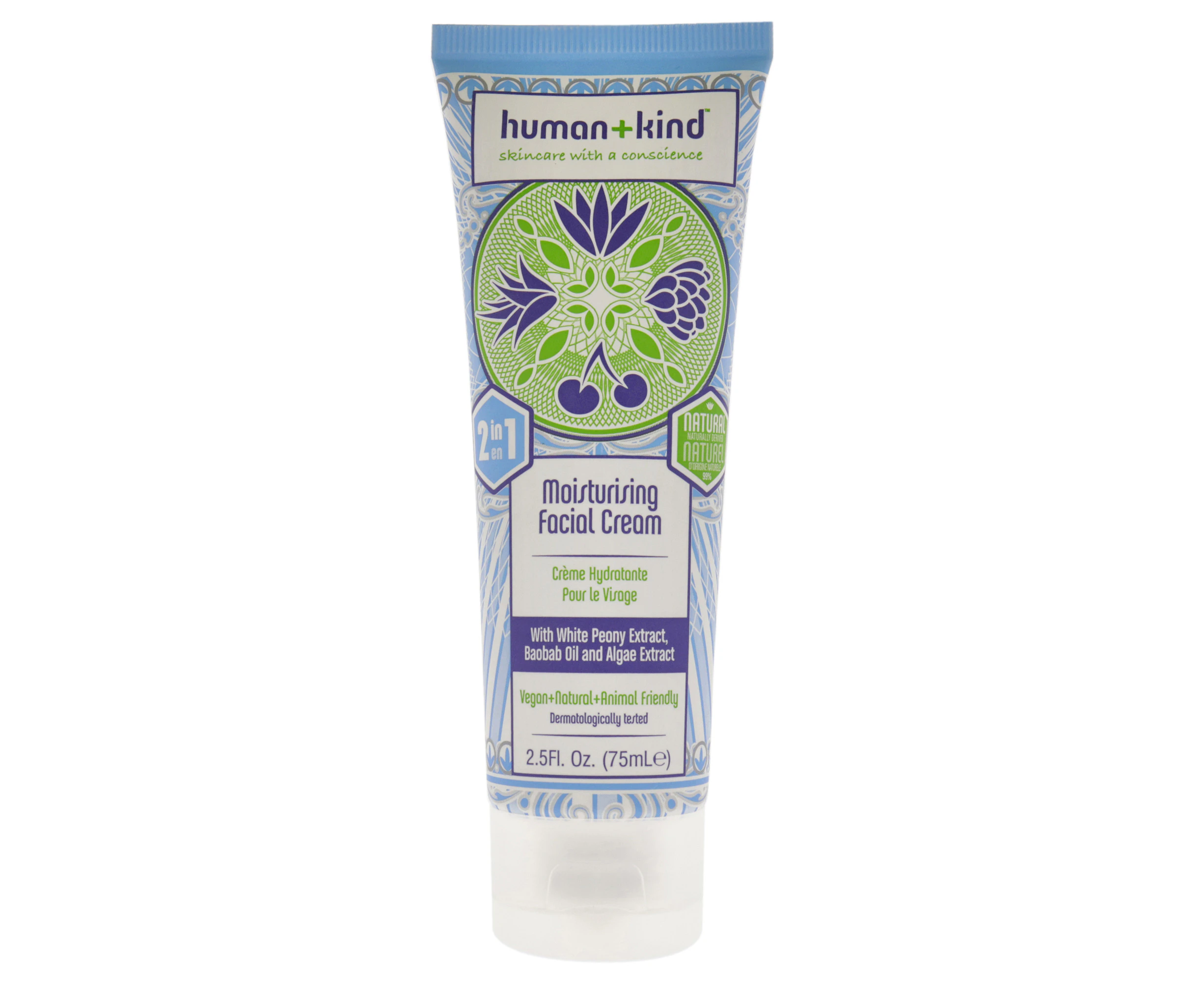 Moisturising Facial Cream by Human+Kind for Unisex - 2.5 oz Cream