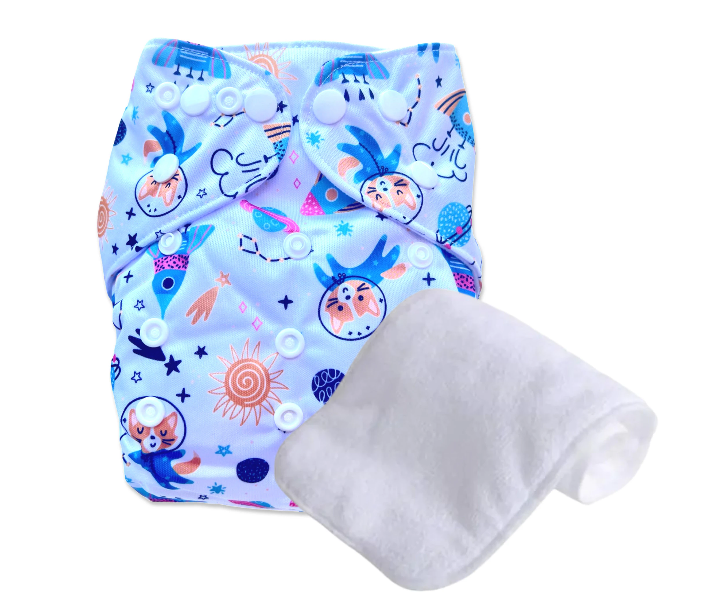 Reusable Cloth Nappy with Free Insert - Space Cat