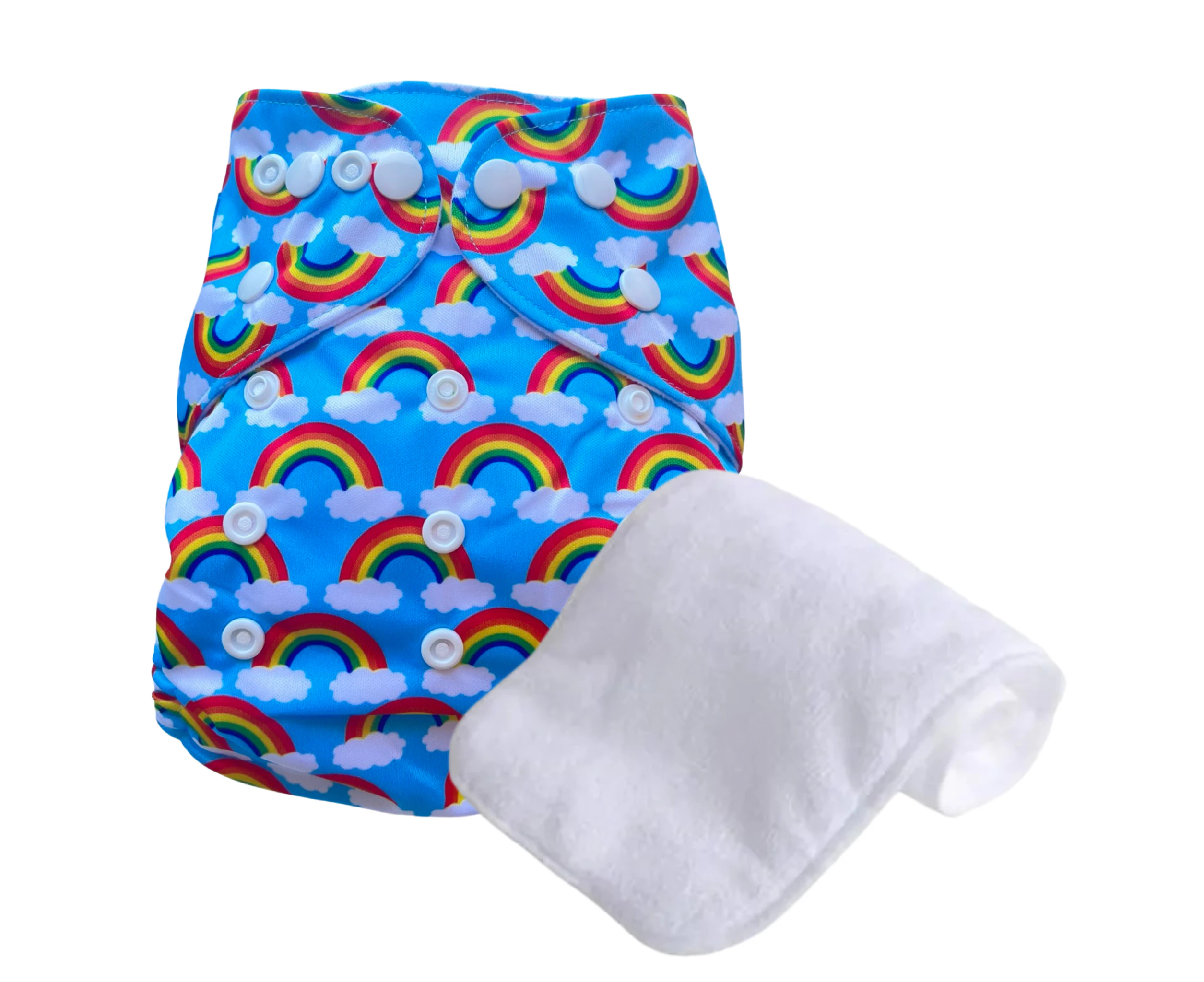 Reusable Cloth Nappy with Free Insert - Rainbow Cloud