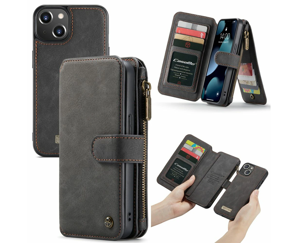 For iPhone 13 mini Case, Wallet PU Leather Detachable Folio Cover, Black