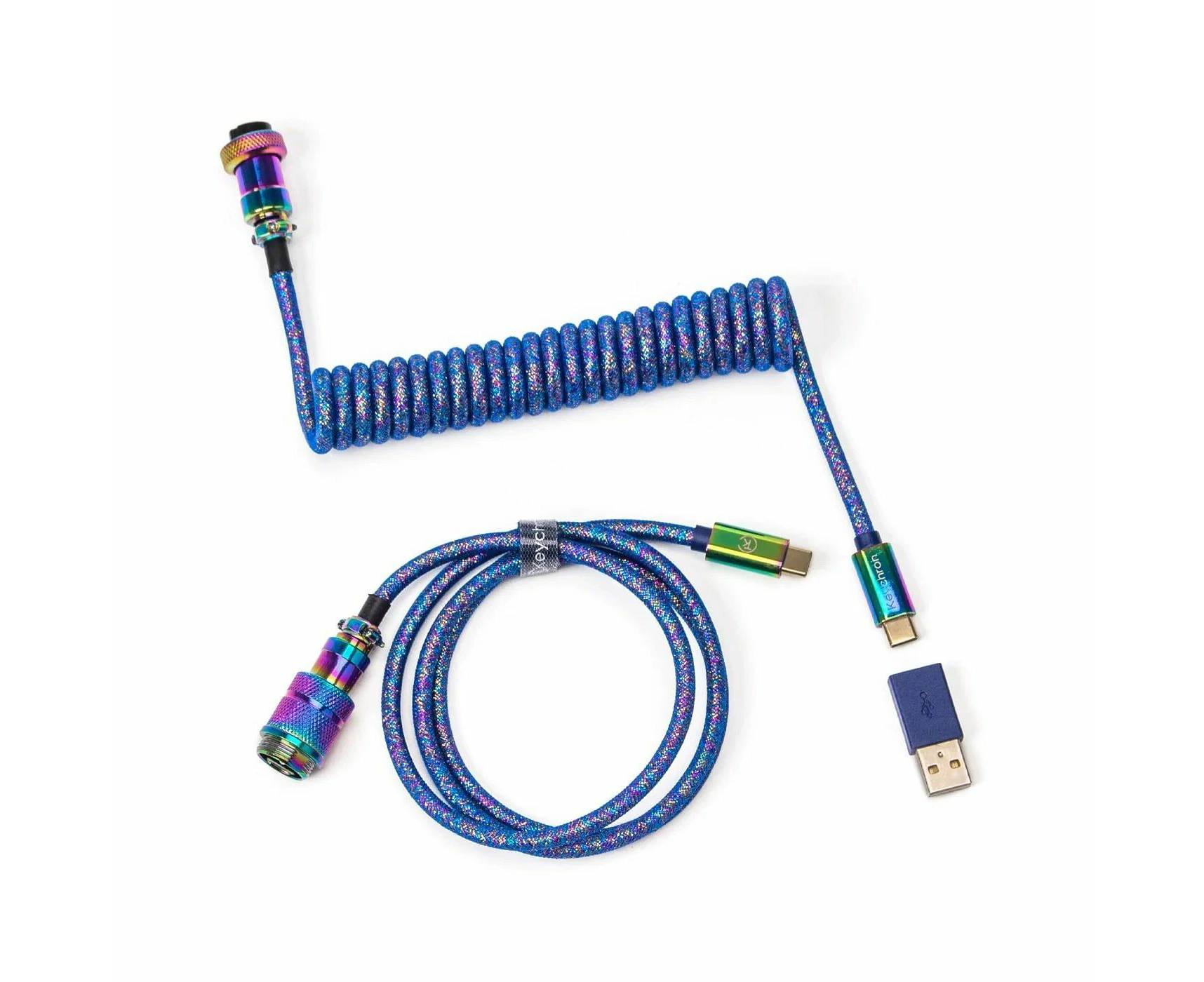 Keychron Premium Coiled Aviator Cable Rainbow Plated Blue Straight Cab-6 [CABKCCAB-6]