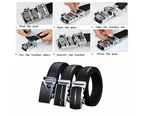 Adjustable Slide Genuine Leather Belt Men's Plate Reversible Buckle Business Dress Belts