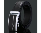 Adjustable Slide Genuine Leather Belt Men's Plate Reversible Buckle Business Dress Belts