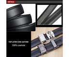 Adjustable Slide Genuine Leather Belt Men's Plate Reversible Buckle Business Dress Belts