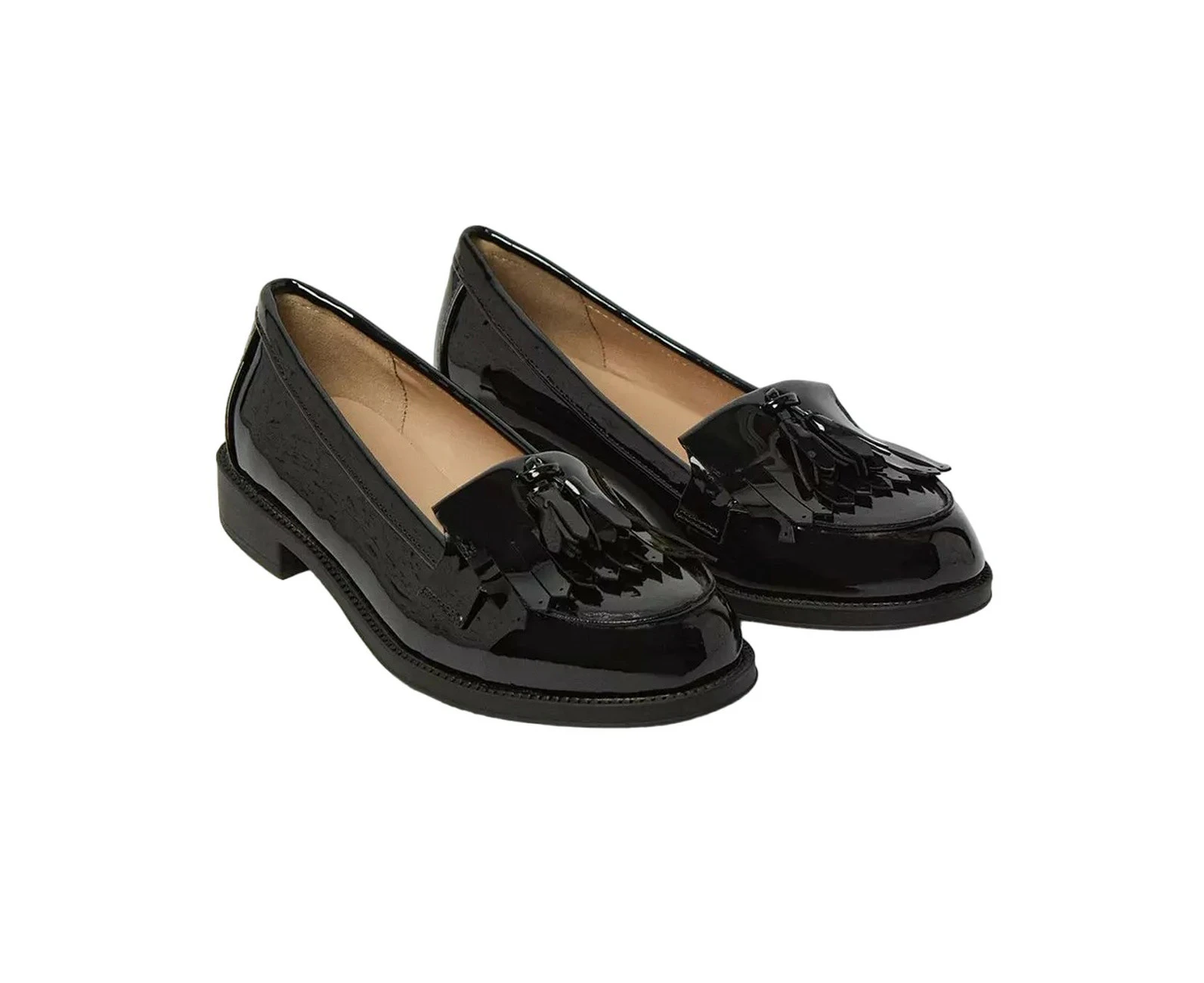 Dorothy Perkins Womens Leigh Fringe Wide Loafers (True Black) - DP6171