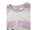 Pusheen Girls Good Vibes Raglan T-Shirt (White/Pink) - NS8452