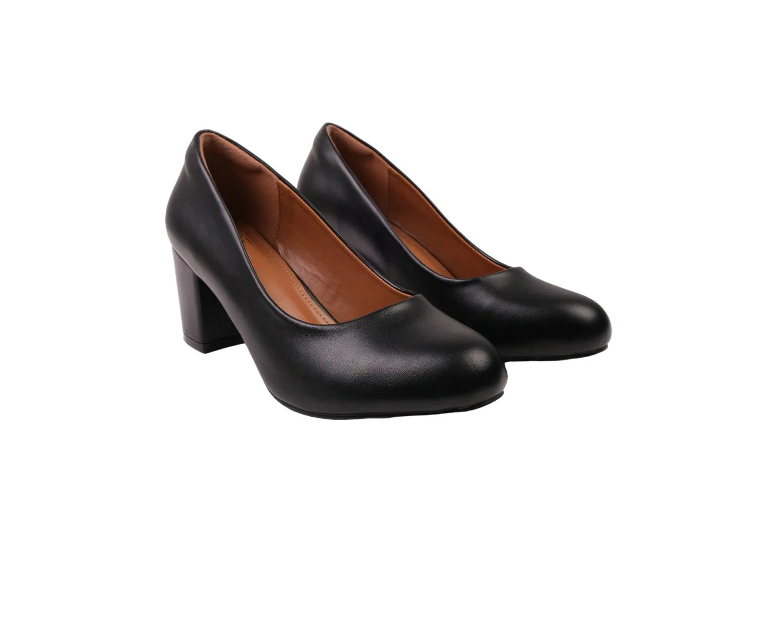 Where's That From Womens Melrose Faux Leather Medium Block Court Shoes (Black) - WM210