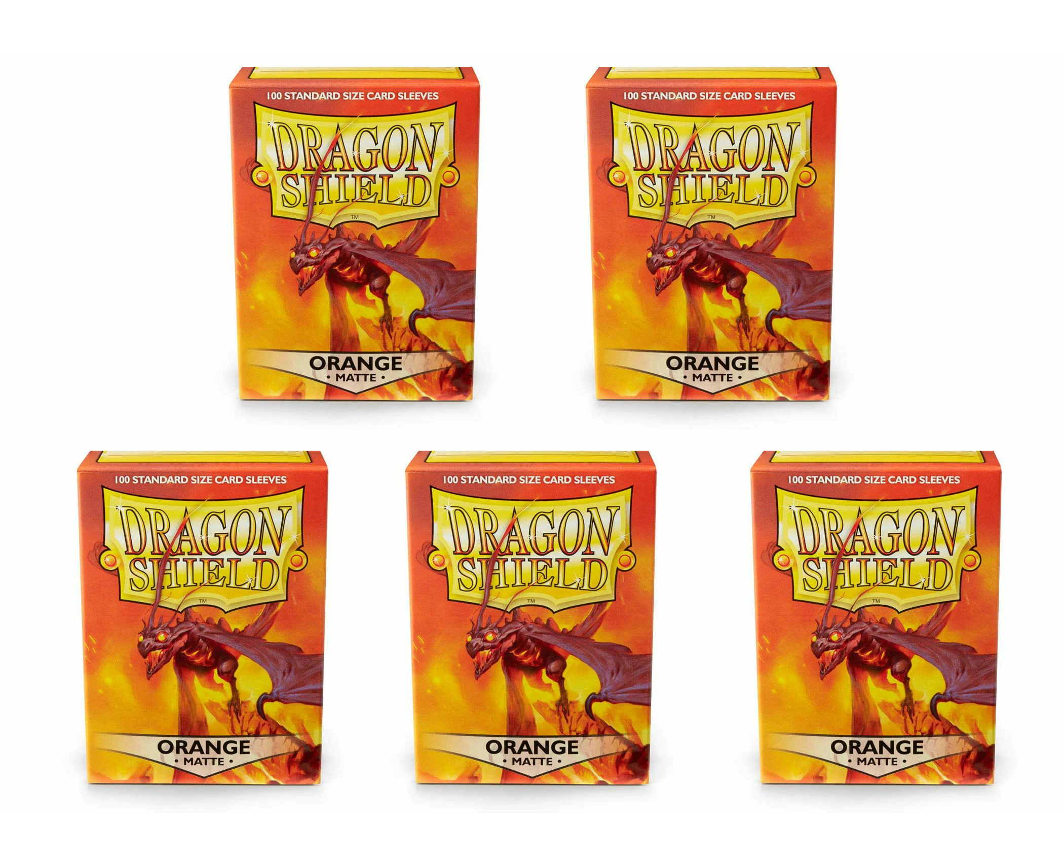 5 Packs Dragon Shield Matte Orange Standard Size 100 ct Card Sleeves Value Bundle!