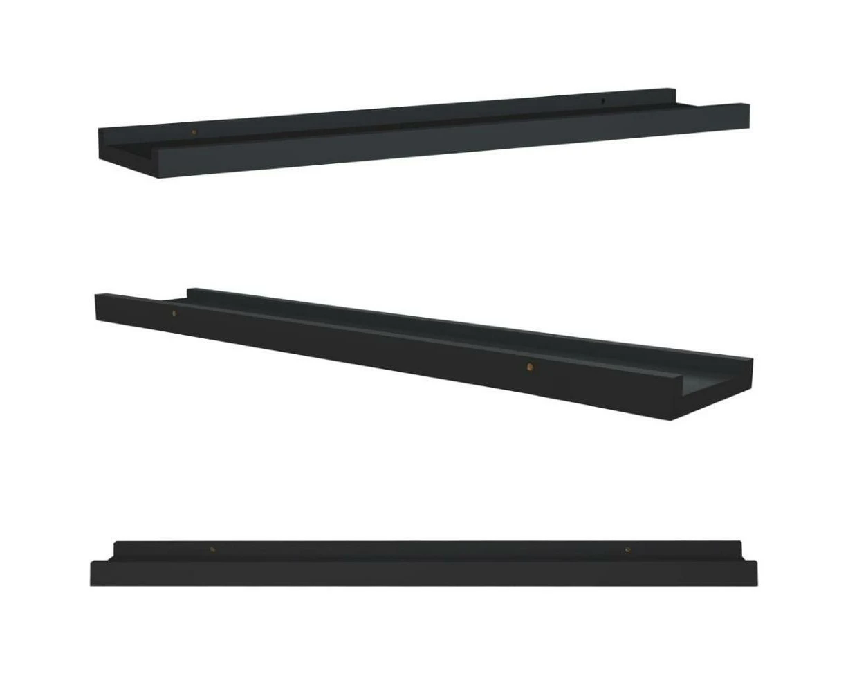 Floating Wall Shelf X2 Pieces Black Ledge Picture Shelves 60x9x3cm