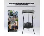 Patio Bistro Garden Table Round Metal Outdoor Furniture Dining Balcony Black 40x70cm