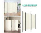 Room Divider Cream Freestanding Dressing Privacy Screen Partition 4 Panel Fabric