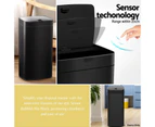 45L Sensor Rubbish Bin Black Automatic Touchless Trash Garbage Can Waste Kitchen