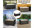 Outdoor Organiser Storage Bench with Cushion Garden Patio Seat PE Rattan Steel 138cm