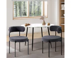 Oikiture 2x Dining Chair Round Boucle Kitchen Lounge Seats Backrest Dark Grey