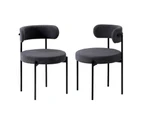 Oikiture 2x Dining Chair Round Boucle Kitchen Lounge Seats Backrest Dark Grey