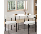 Oikiture 2x Dining Chair Round Boucle Kitchen Lounge Seats Backrest White