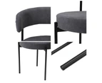 Oikiture 2x Dining Chair Round Boucle Kitchen Lounge Seats Backrest Dark Grey