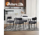 Oikiture 2x Dining Chair Round Boucle Kitchen Lounge Seats Backrest Dark Grey