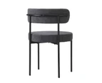 Oikiture 2x Dining Chair Round Boucle Kitchen Lounge Seats Backrest Dark Grey