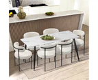 Oikiture 2x Dining Chair Round Boucle Kitchen Lounge Seats Backrest White