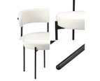 Oikiture 2x Dining Chair Round Boucle Kitchen Lounge Seats Backrest White