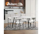 Oikiture 2x Dining Chair Round Boucle Kitchen Lounge Seats Backrest White