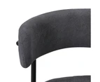 Oikiture 2x Dining Chair Round Boucle Kitchen Lounge Seats Backrest Dark Grey