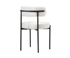 Oikiture 2x Dining Chair Round Boucle Kitchen Lounge Seats Backrest White