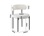 Oikiture 2x Dining Chair Round Boucle Kitchen Lounge Seats Backrest White