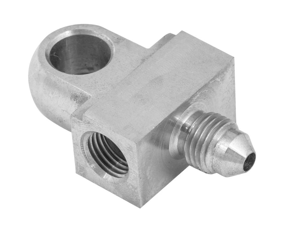 Proflow Stainless Steel Brake Adaptor Tee Block 3/8in. x 24 x 2 & -03AN Male x 1