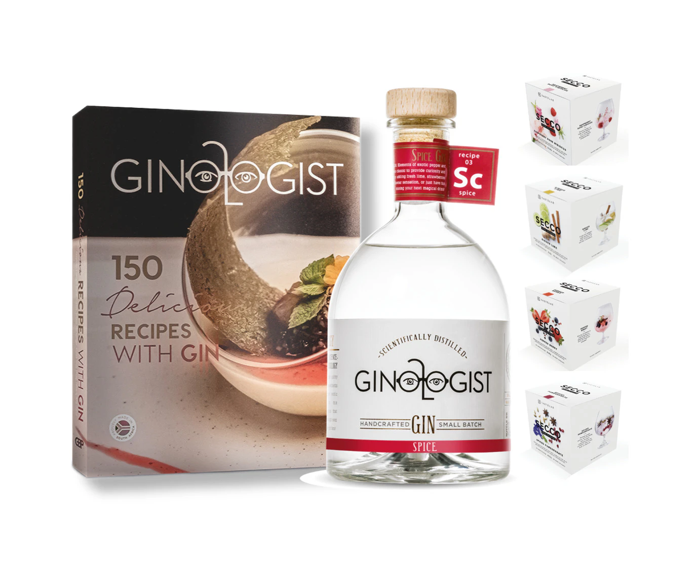 Trio Pack Ginologist Spice Gin 40% 700ml, Cookbook, Secco Drink Infusion