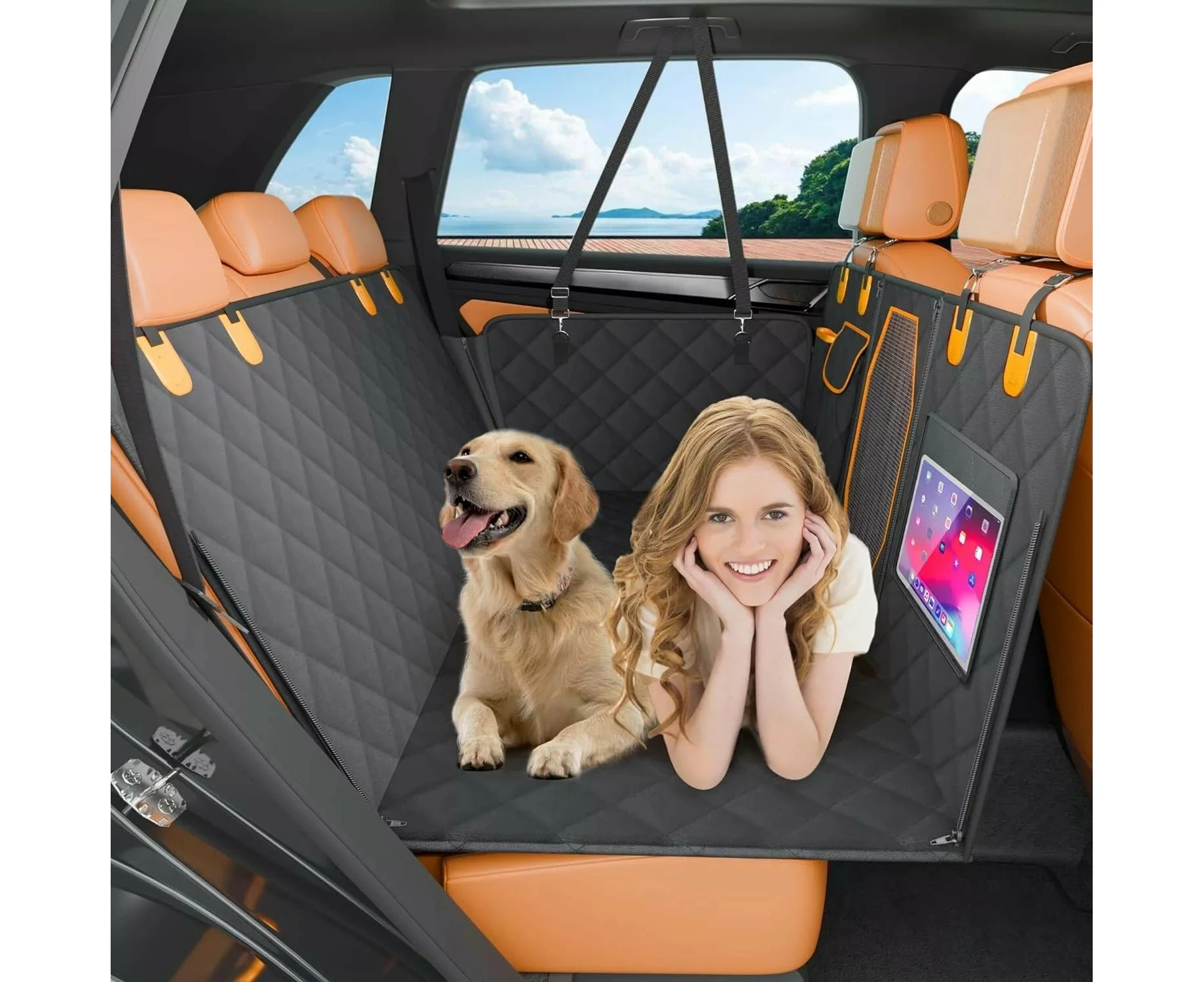 Back Seat Extender for Dogs - Hard Bottom Hammock for Car Truck or SUV