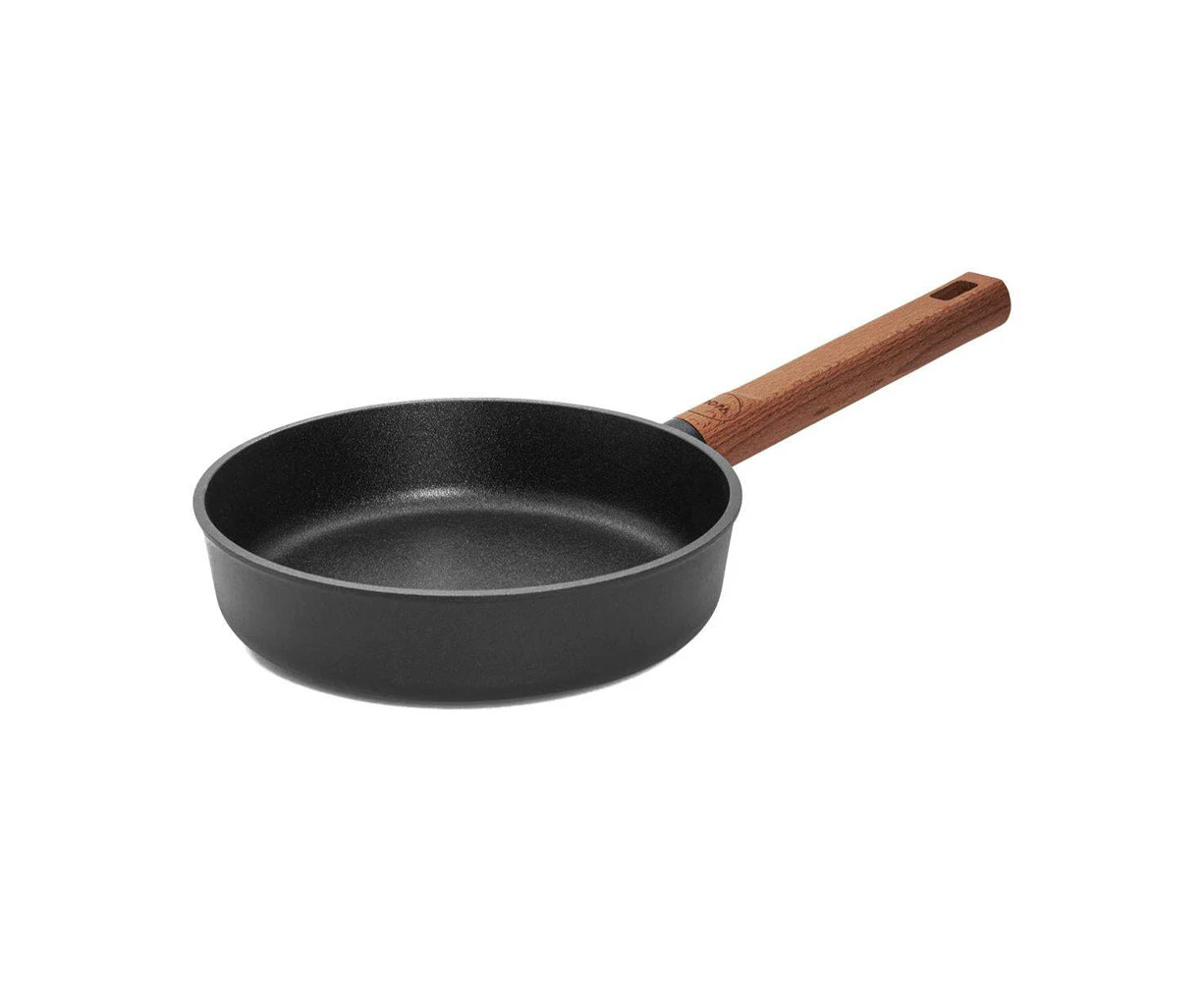 Eco Logic Aluminium Frying Pan Non-Stick Frypan w/Wooden Handle Round 20cm Black