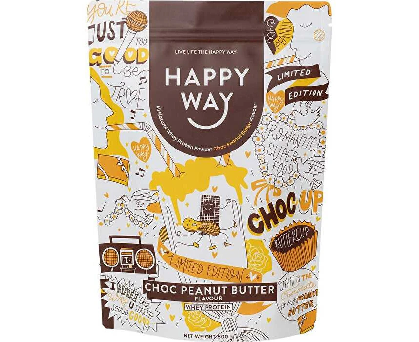 Happy Way Whey Protein Powder Choc Peanut Butter 500g