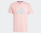 Adidas Men's Train Essentials Feelready Logo Training Tee / T-Shirt / Tshirt - Semi Pink Spark/Glory Grey