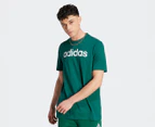 Adidas Men's Essentials Single Jersey Linear Logo Tee / T-Shirt / Tshirt - Collegiate Green