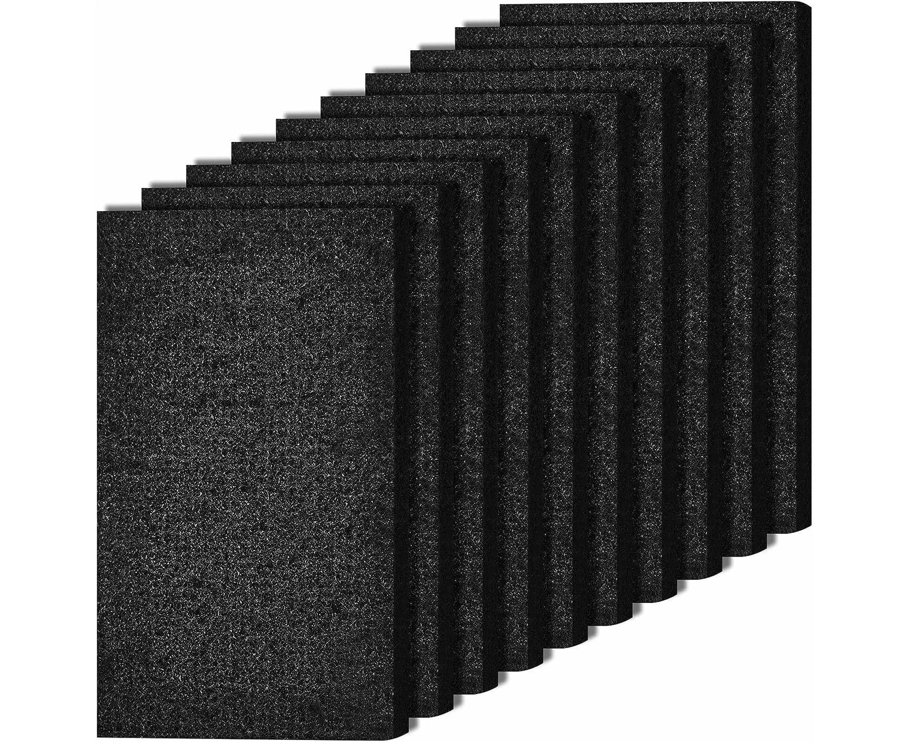 12Pack 7.75" x 10.5" Carbon Cloth Charcoal Filter for Range Hood Prefilter Charcoal Filter Sheet Black Filter Pads for Absorbing Oil Fumes and Grease