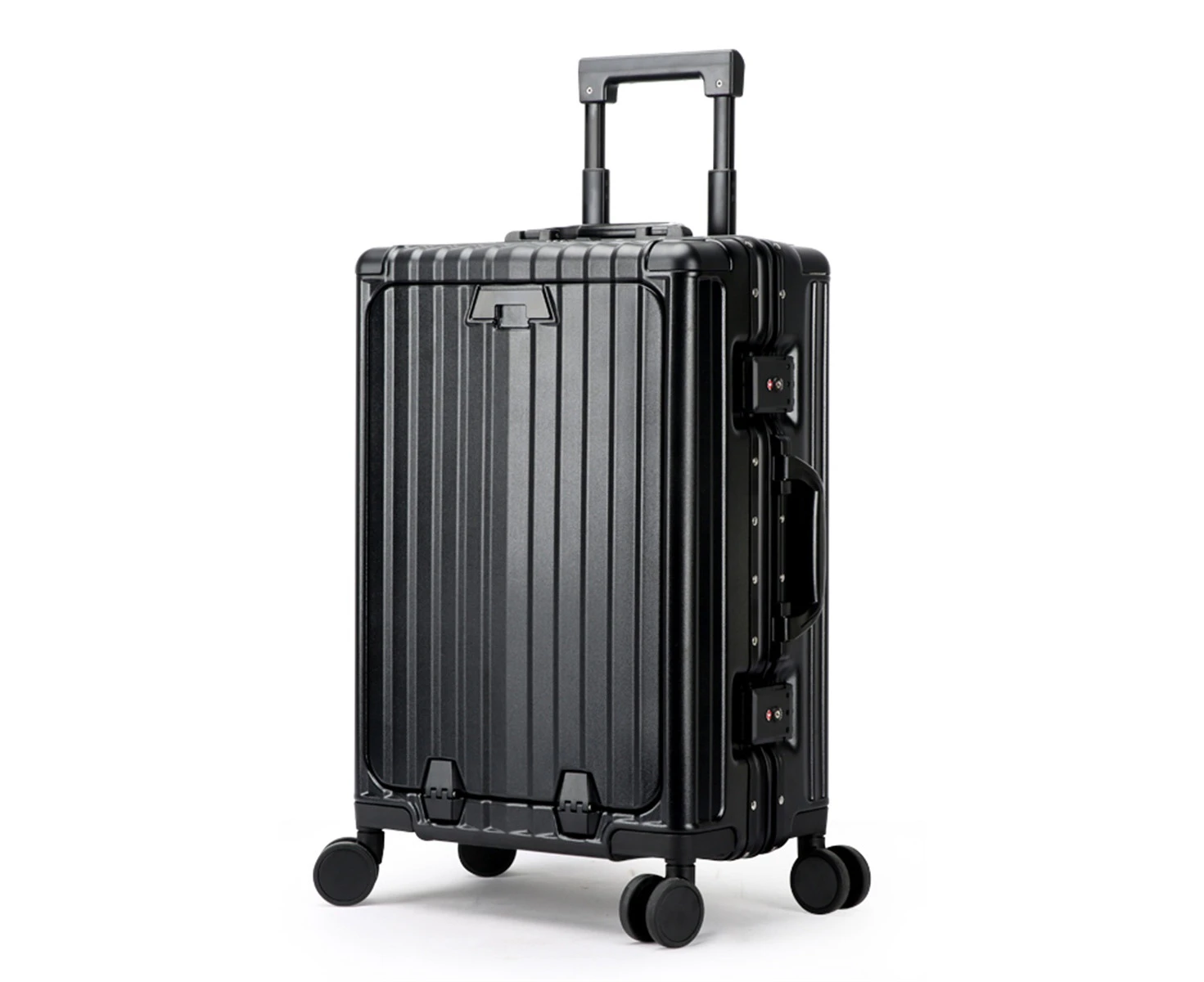 Bopai Aluminium Frame Travel Hard Suitcase Light weight 8 Wheels TSA Lock 24" Black