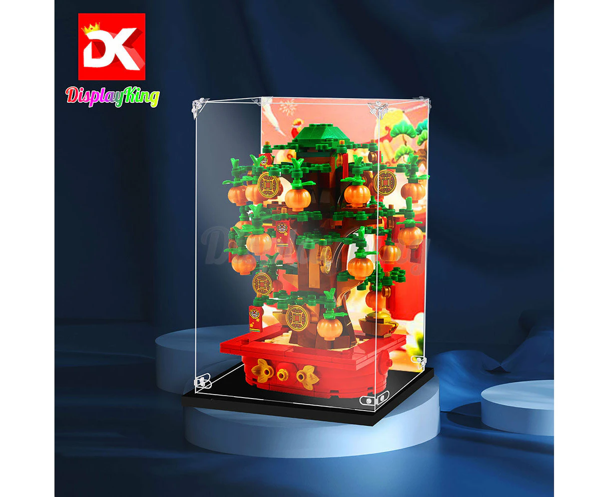 Display King - Acrylic display case for LEGO(R) Money Tree 40648 3mm Thickness dust-Free and Crystal Clear Display case with Screw - With background