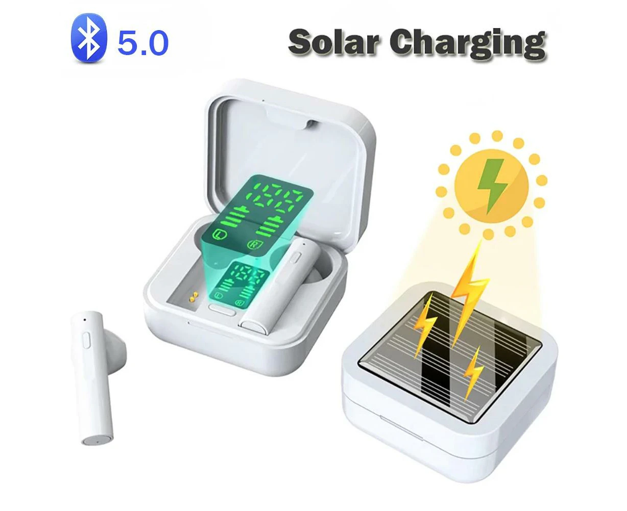 Solar Charging Bluetooth Earphone LED Digital Display Intelligent Earbuds Noise Reduction TWS Bluetooth 5.0 Wireless Earbuds