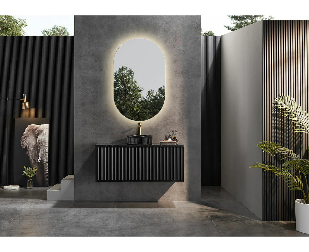 1200*460*500mm POS CETO Kirribilli Matte Black PVC Single Bowl Wall Hung Vanity Cabinet Only