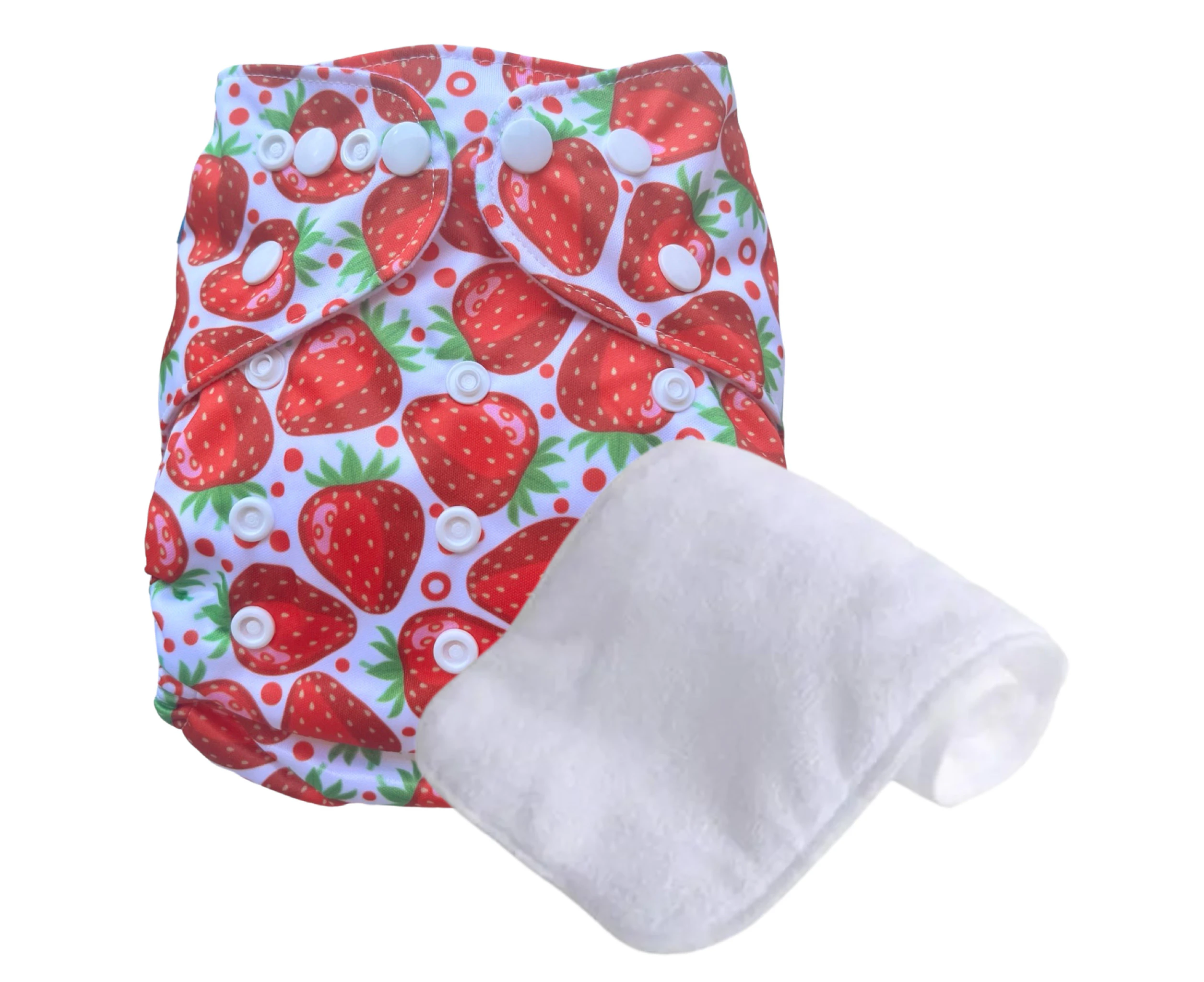 Reusable Cloth Nappy with Free Insert - Strawberries