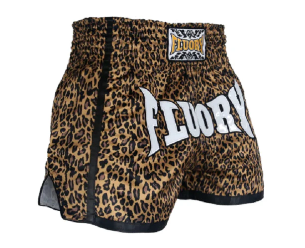 Fluory Leopard Print Retro Muay Thai Shorts