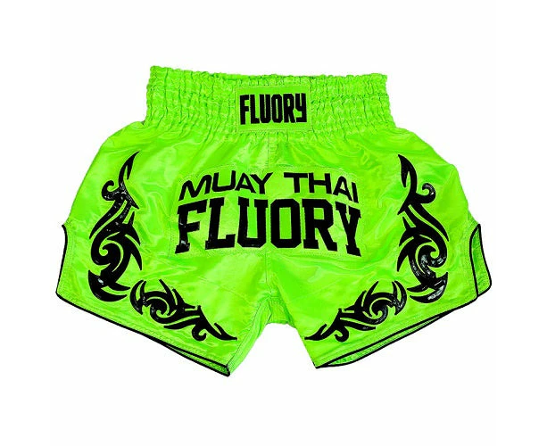 Fluory Neon Retro Muay Thai Shorts Green