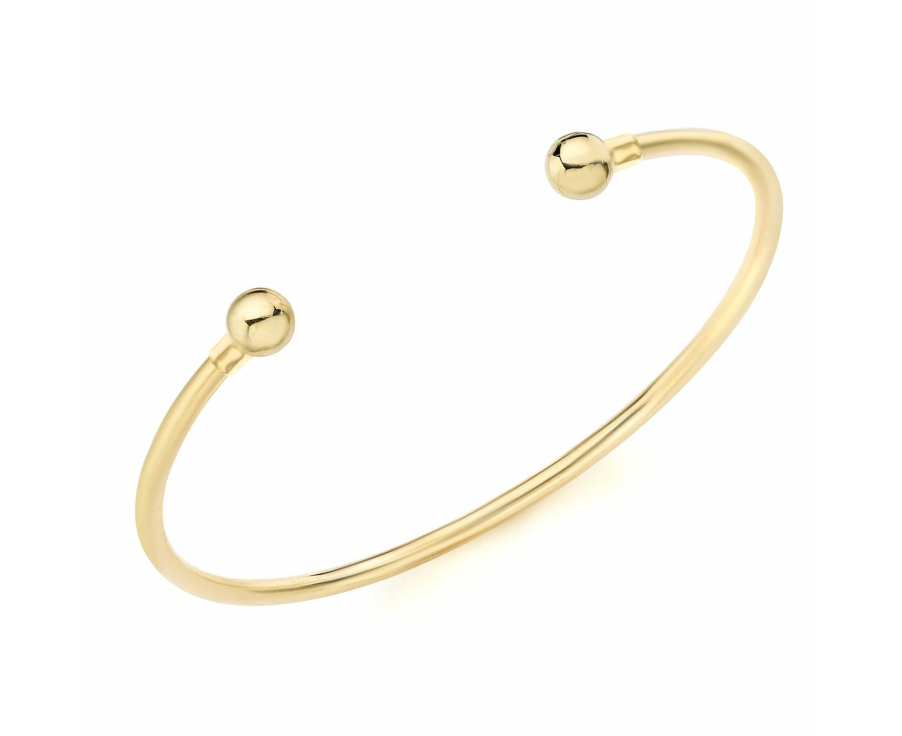 9K Yellow Gold 2.5mm Tube 62mm x 50mm Torque Bangle