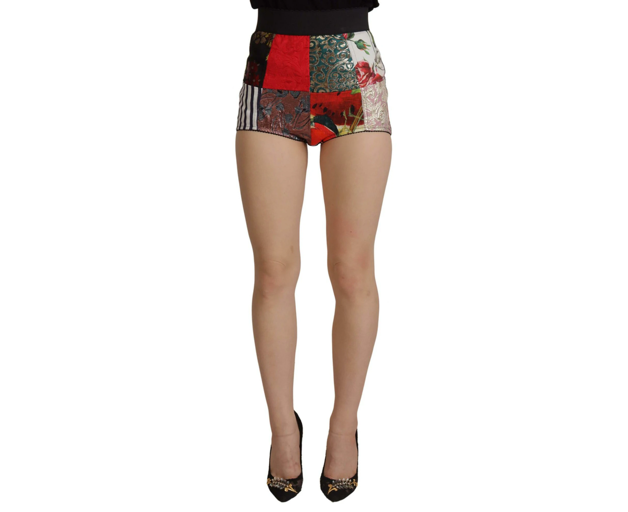 Patchwork High Waist Hot Pants Shorts