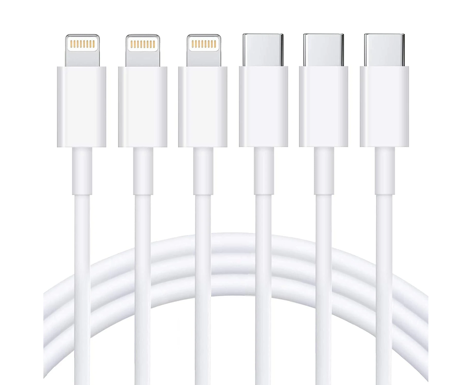 [3Pack] 2m/6FT iPhone Fast Charger Cable USB-C Power Delivery Charging Cord for iPhone 14/13/12/11 Pro XS Max / iPad, White